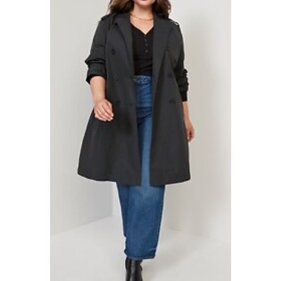 NWT Old Navy Size 4X Water-Resistant Tie-Belt Trench Coat Women Dark Gray Plus - Picture 1 of 8